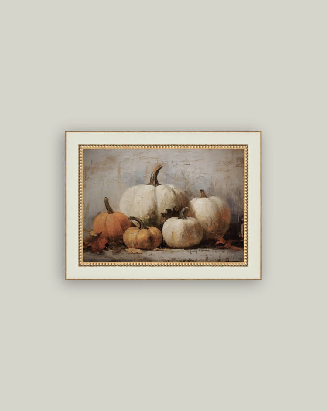 Vintage Pumpkins Framed Antique Art