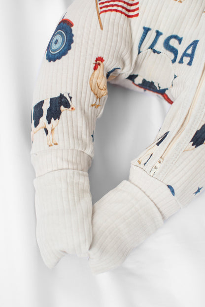 *PRE-ORDER* Vintage USA Baby Ribbed Cotton Zippy