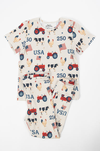 *PRE-ORDER* Vintage USA Toddler/Youth Ribbed Cotton Pajama Set
