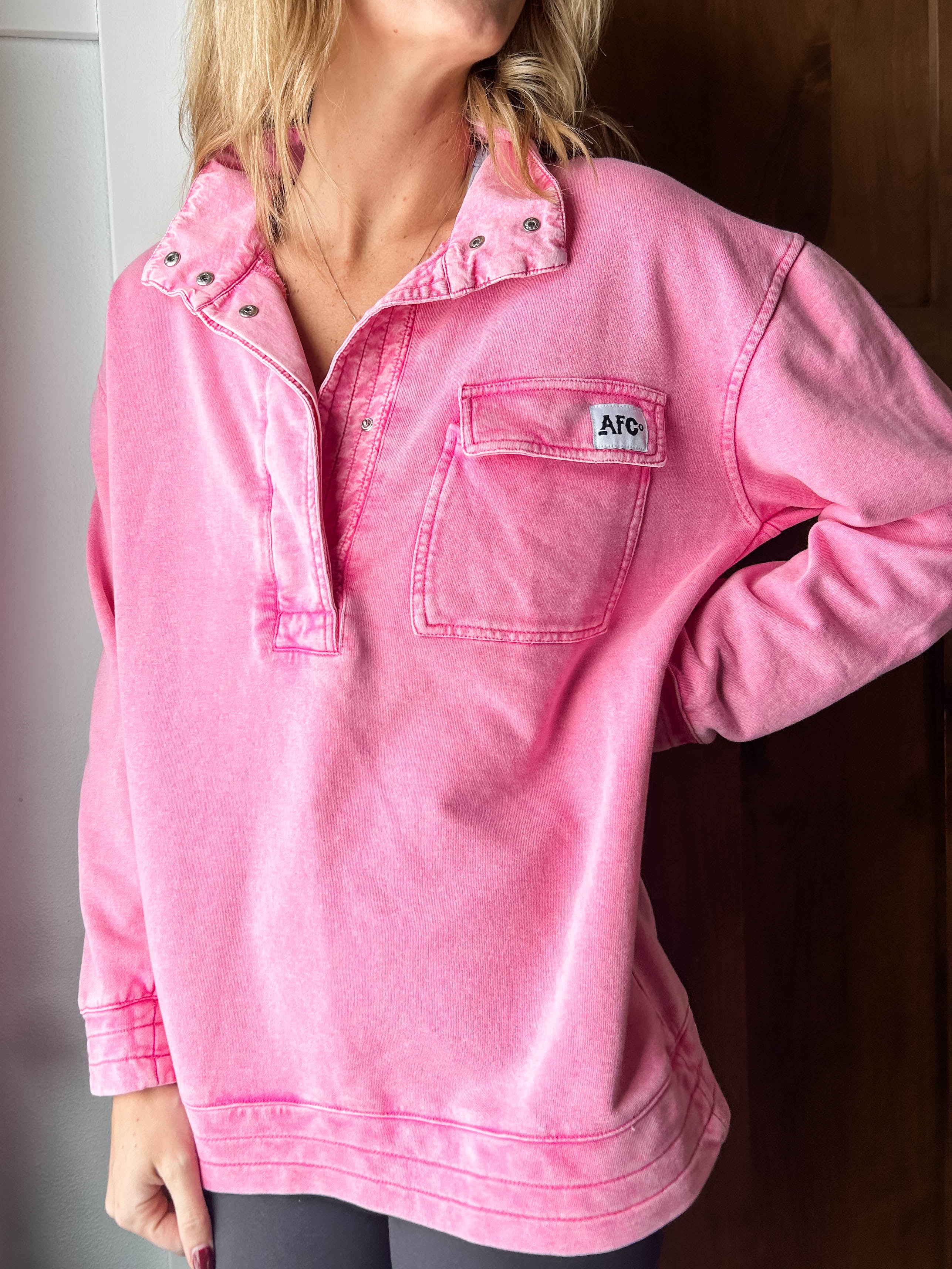 Washed Hot Pink Everyday Pullover