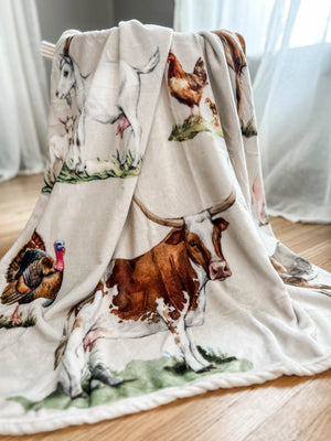 Watercolor Animal Plush Blanket