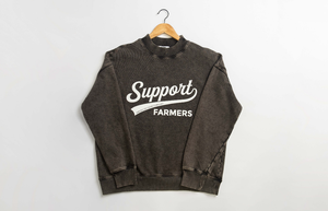 'Support Farmers' Washed Black Everyday Crewneck