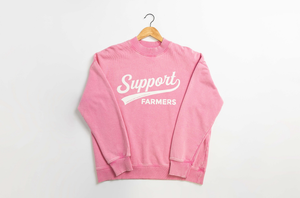 'Support Farmers' Washed Hot Pink Everyday Crewneck