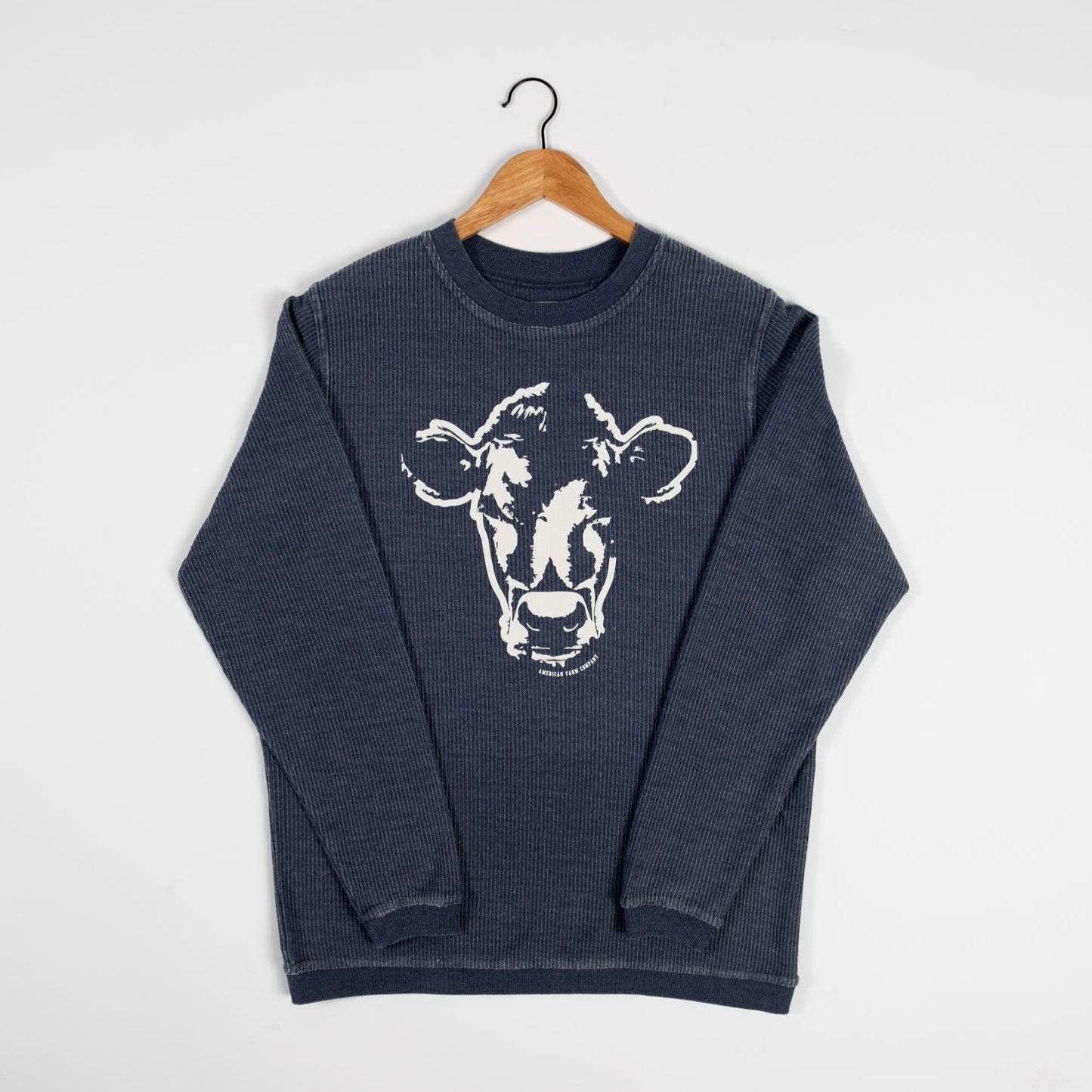 Watercolor Cow Ribbed Crewneck - American Farm Company