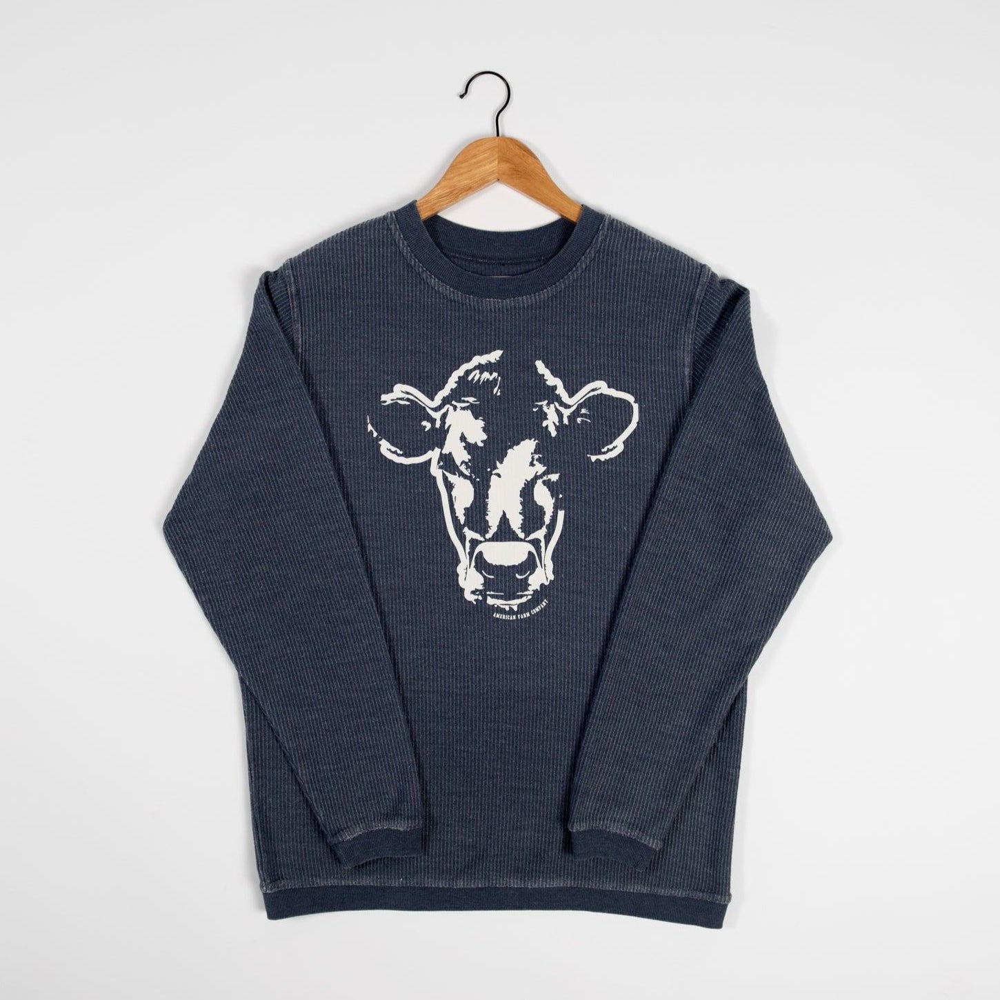 Watercolor Cow Ribbed Crewneck - American Farm Company