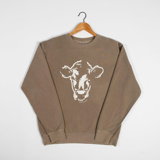 Watercolor Cow Tan Crewneck - American Farm Company