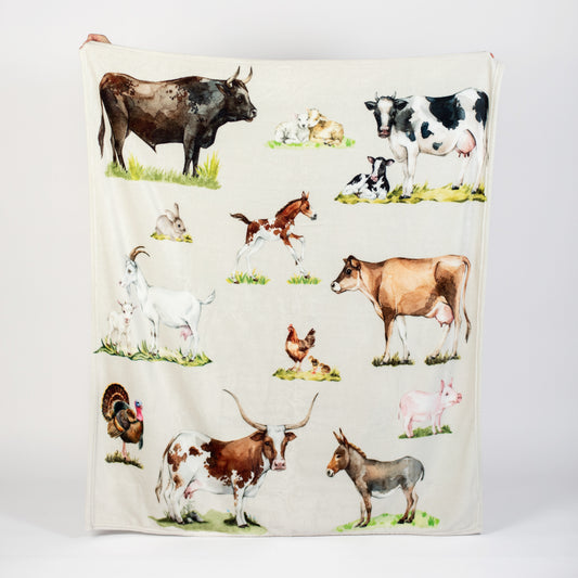 Watercolor Animal Plush Blanket - American Farm Company