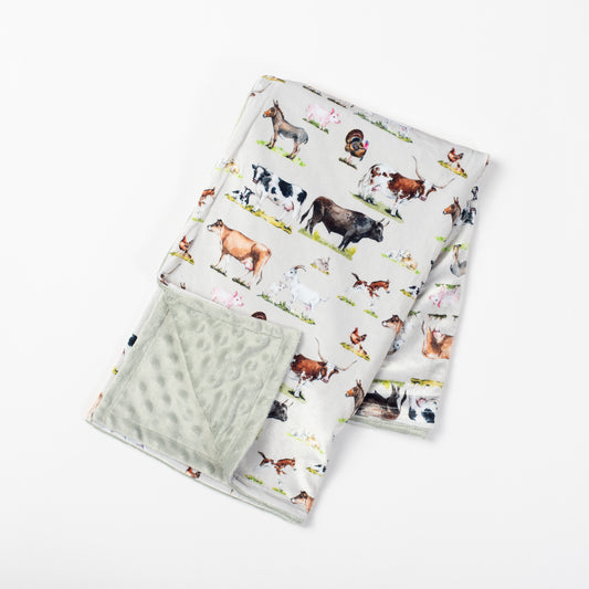 Watercolor Animal Minky Baby Blanket - American Farm Company