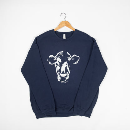 Watercolor Cow Navy Crewneck - American Farm Company