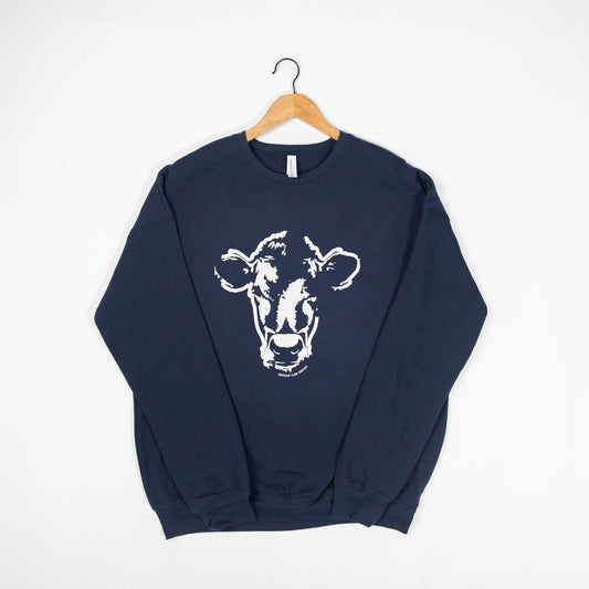 Watercolor Cow Navy Crewneck - American Farm Company