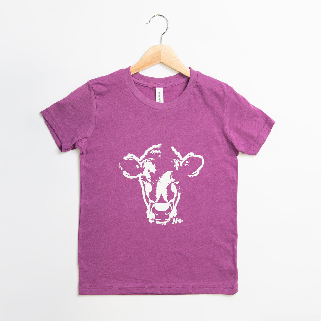Watercolor Cow Purple Youth Tee - American Farm Company