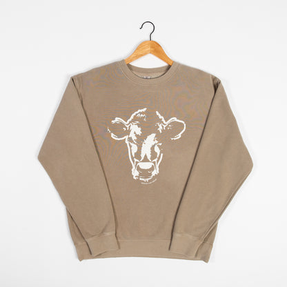 Watercolor Cow Tan Crewneck
