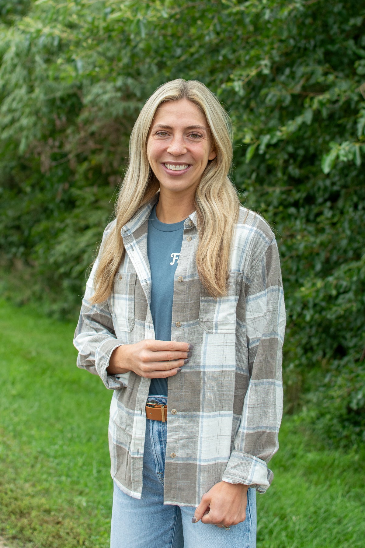 Western Plaid Button-Up Relaxed Fit Shirt
