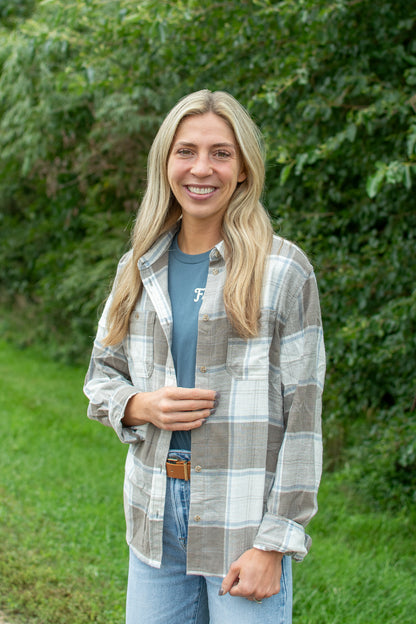 Western Plaid Button-Up Relaxed Fit Shirt