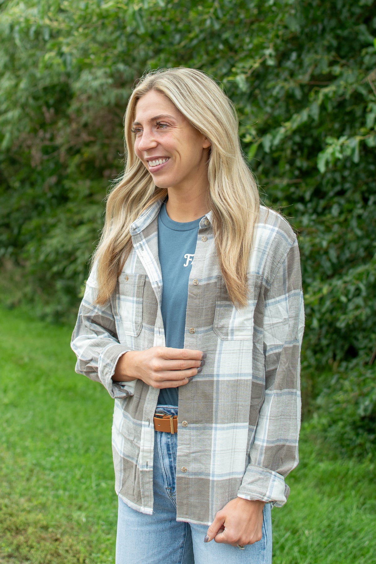 Western Plaid Button-Up Relaxed Fit Shirt