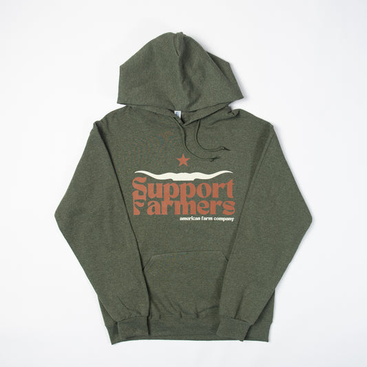 Western Skull 'Support Farmers' Green Hoodie