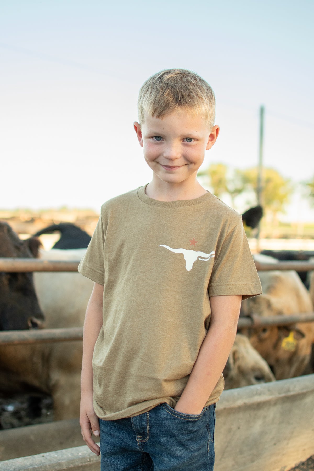 Western Skull 'Support Farmers' Heather Brown Toddler/Youth Tee