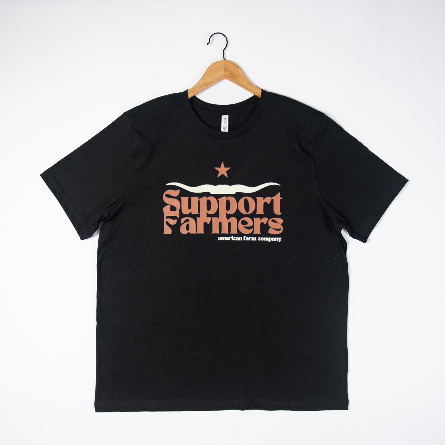 Western 'Support Farmers' Black Tee (Made in America) - American Farm Company