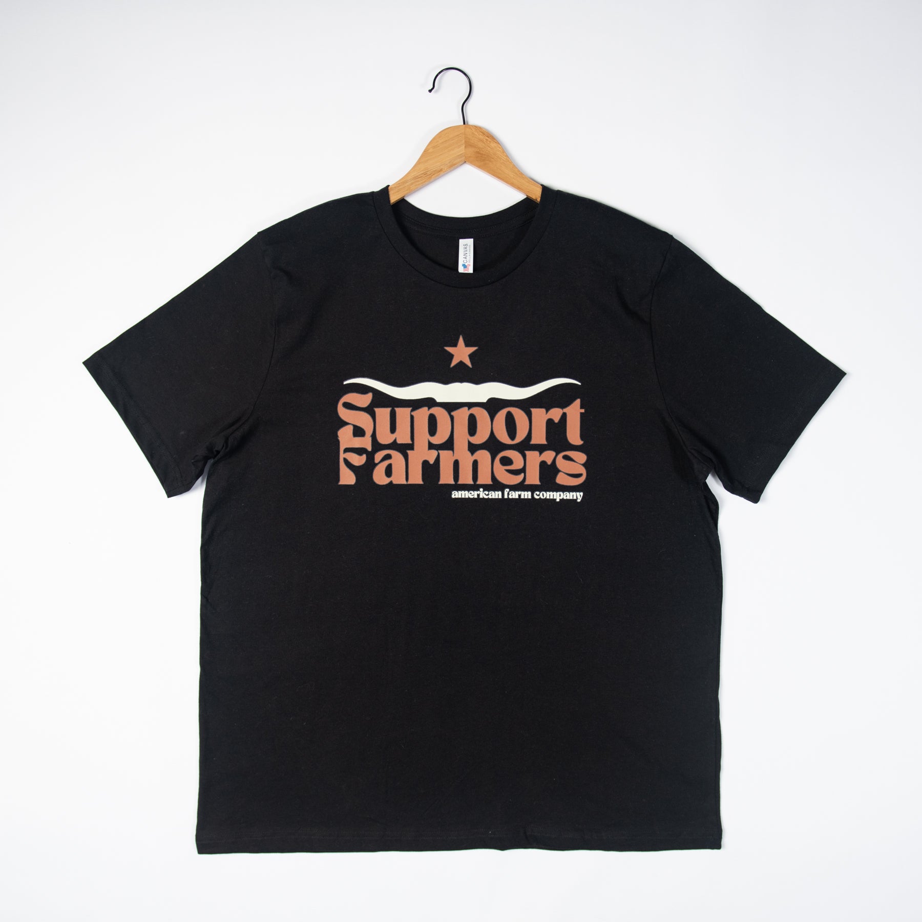 Western 'Support Farmers' Black Tee (Made in America) - American Farm Company
