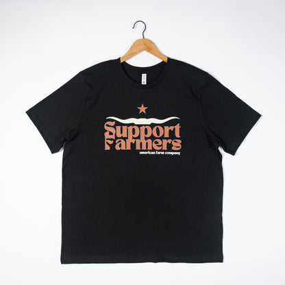 Western 'Support Farmers' Black Tee (Made in America) - American Farm Company