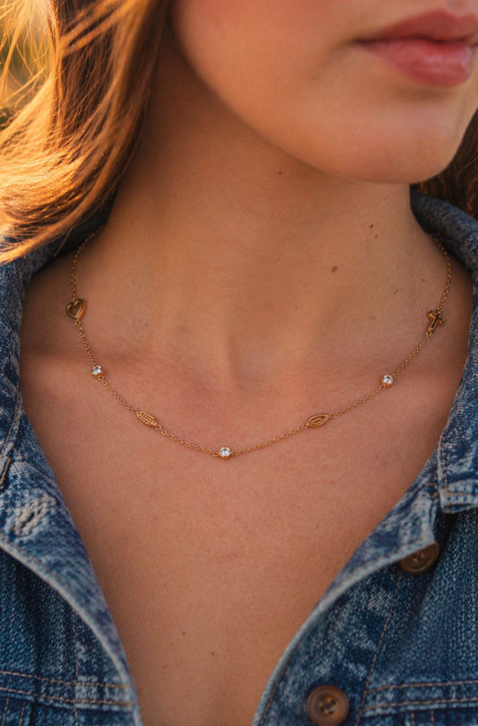 Heart of the Farm Stainless Steel 18k Gold Plated Waterproof Necklace