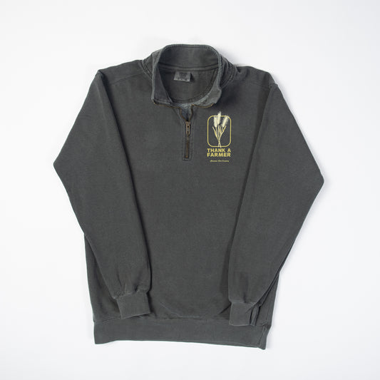 Wheat 'Thank A Farmer' Charcoal 1/4 Zip - American Farm Company