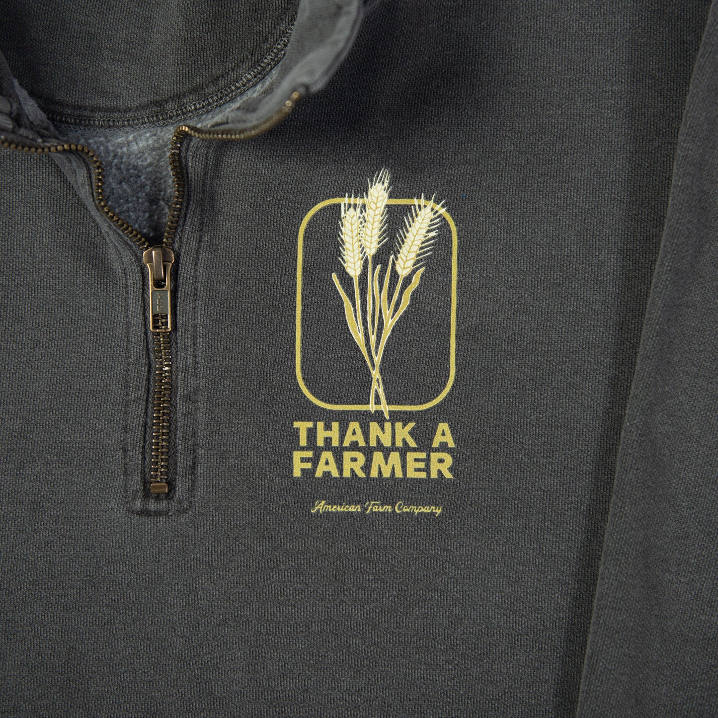 Wheat 'Thank A Farmer' Charcoal 1/4 Zip - American Farm Company