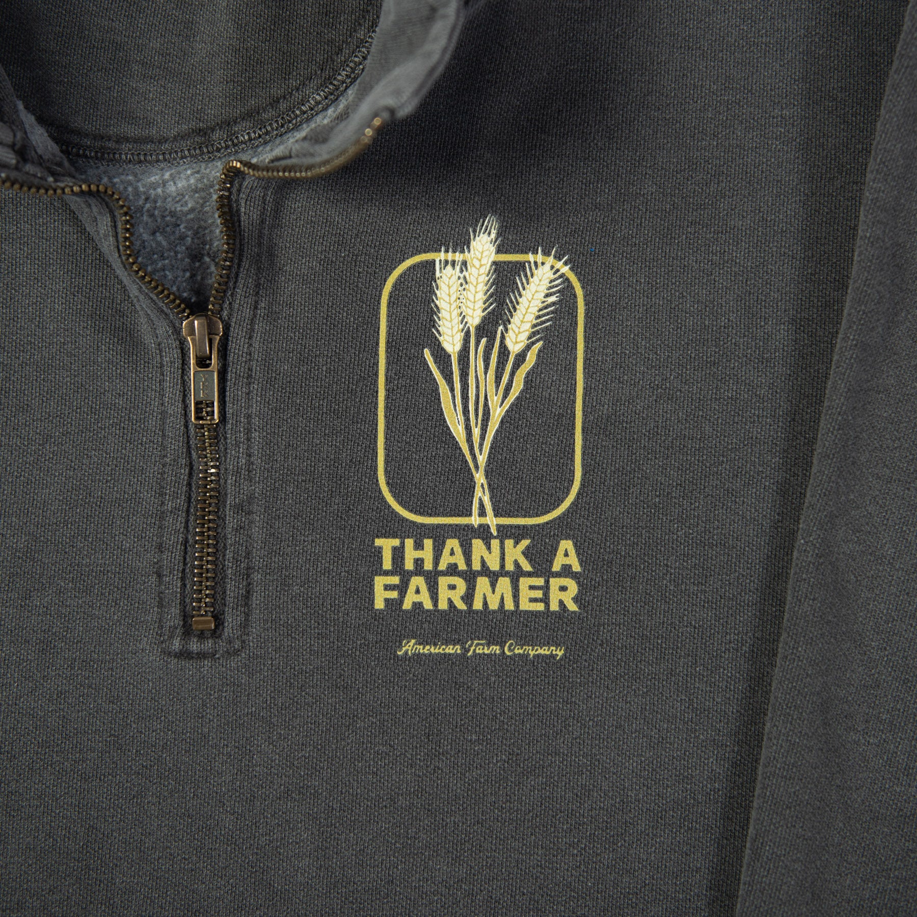 Wheat 'Thank A Farmer' Charcoal 1/4 Zip - American Farm Company