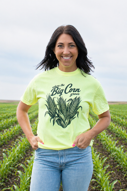 Where the Big Corn Grows' Neon Yellow Tee