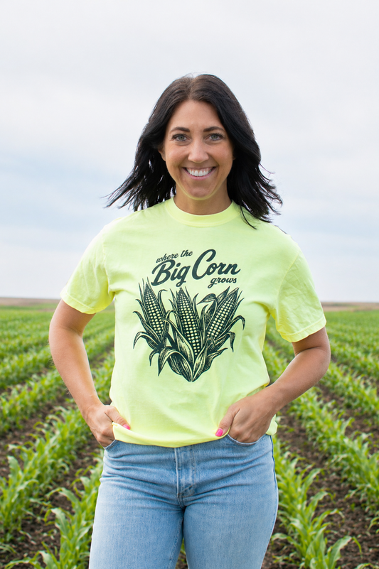 'Where the Big Corn Grows' Neon Yellow Tee