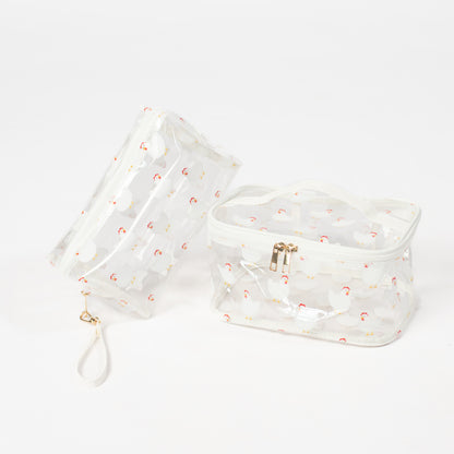 White Chicken Clear Cosmetic Bag - Big