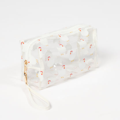 White Chicken Clear Cosmetic Bag - Small