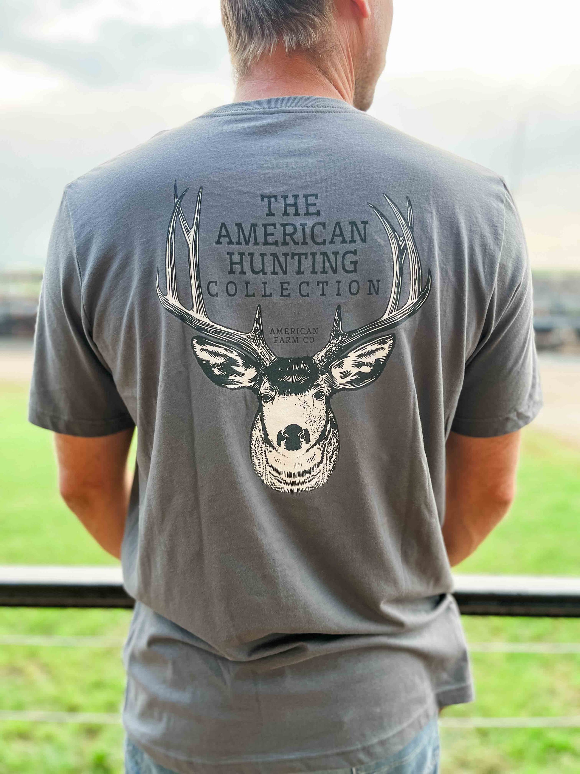 Whitetail Mount Charcoal Tee - American Farm Company