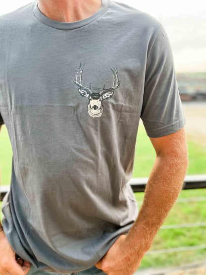 Whitetail Mount Charcoal Tee - American Farm Company