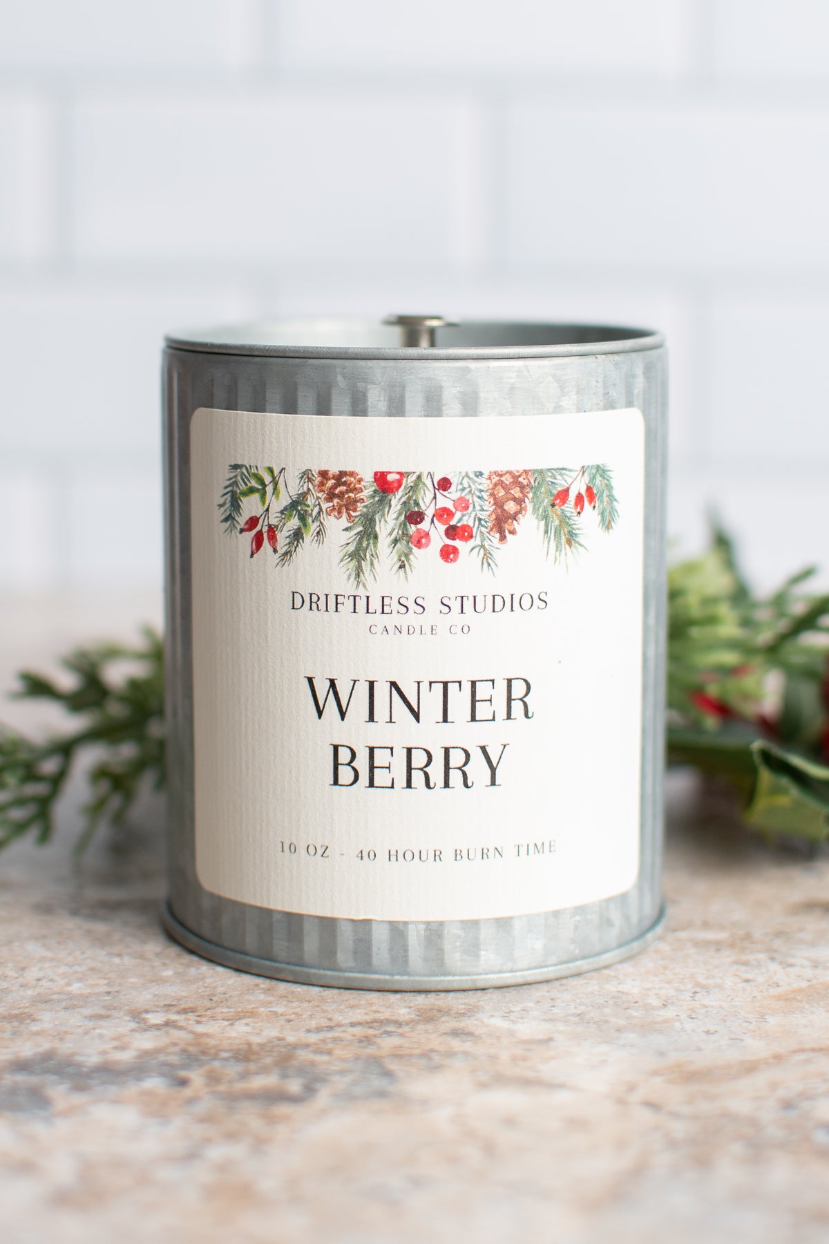 Winter Berry Tin Farmhouse Candle