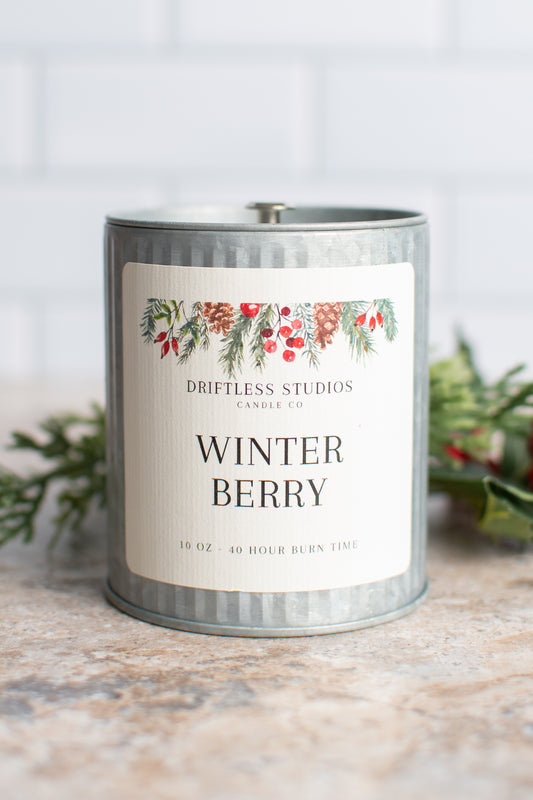 Winter Berry Tin Farmhouse Candle
