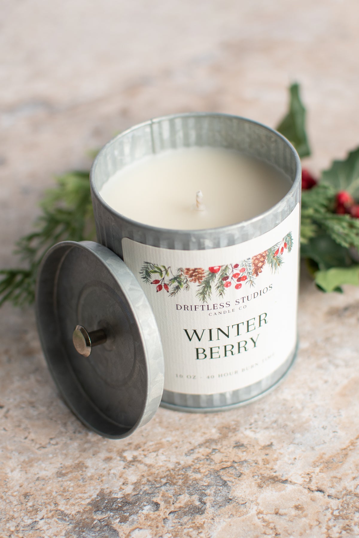 Winter Berry Tin Farmhouse Candle