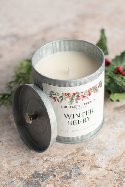 Winter Berry Tin Farmhouse Candle