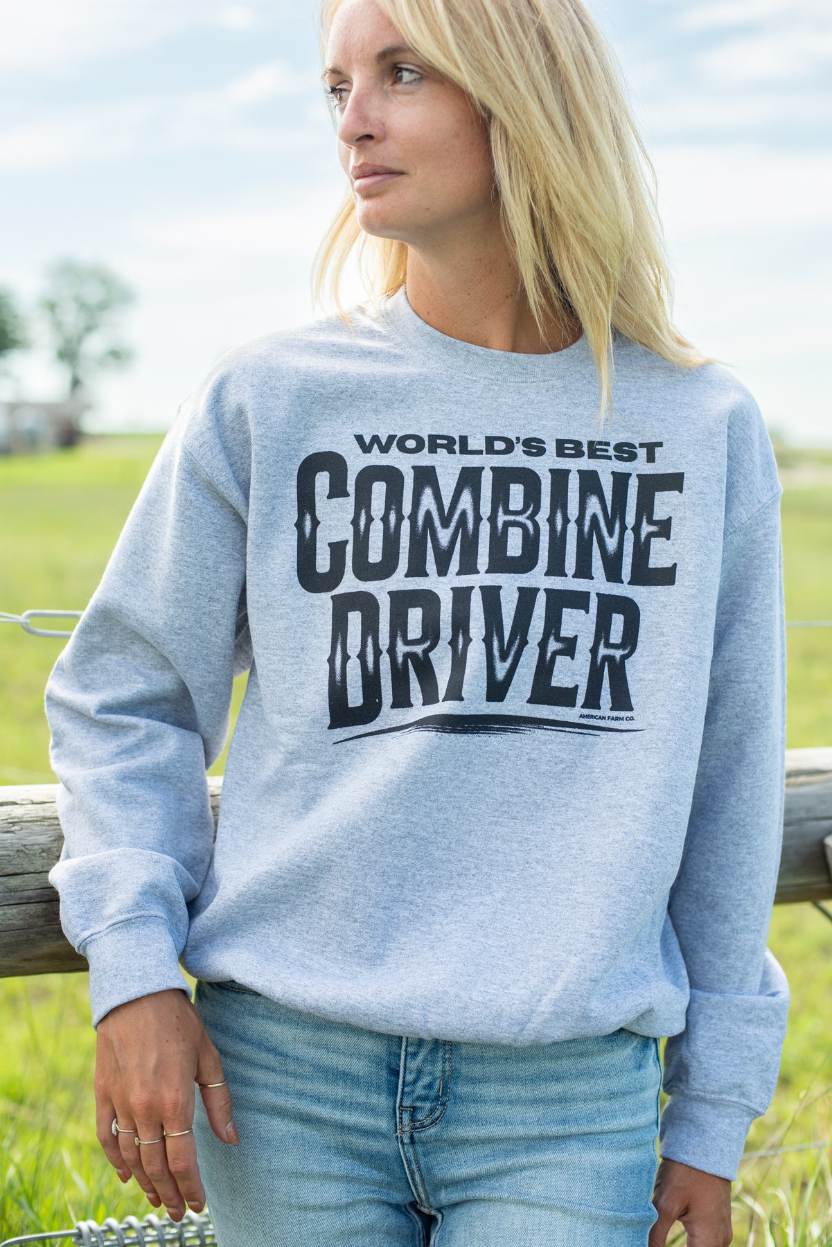 'World's Best Combine Driver' Ash Crewneck