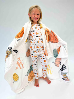 Pumpkin Hayrack Toddler/Youth Bamboo Pajamas - American Farm Company