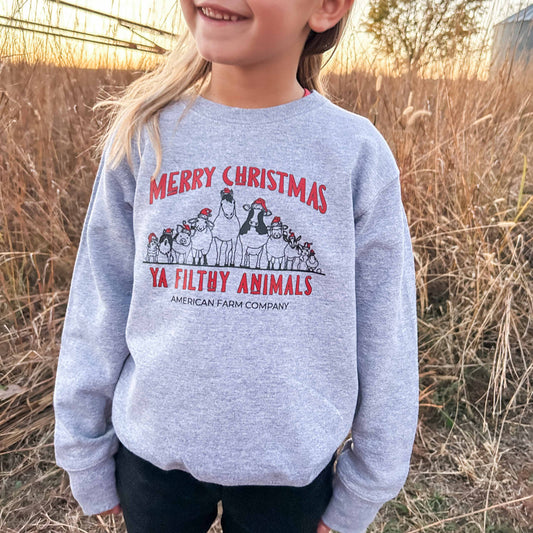 'Merry Christmas Ya Filthy Animals' Toddler/Youth Crewneck