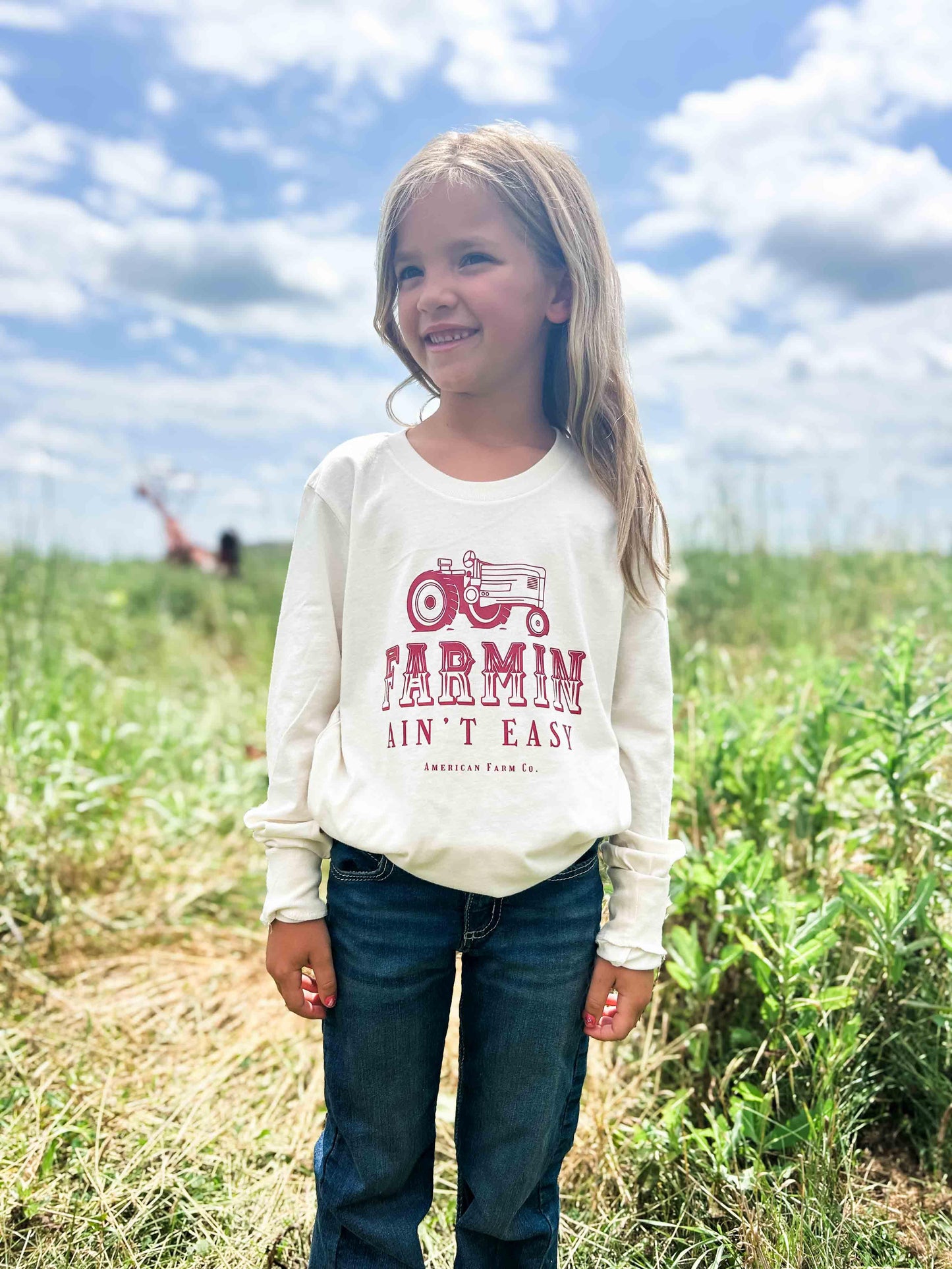 Farmin’ Ain’t Easy Red Toddler/Youth Long Sleeve - American Farm Company