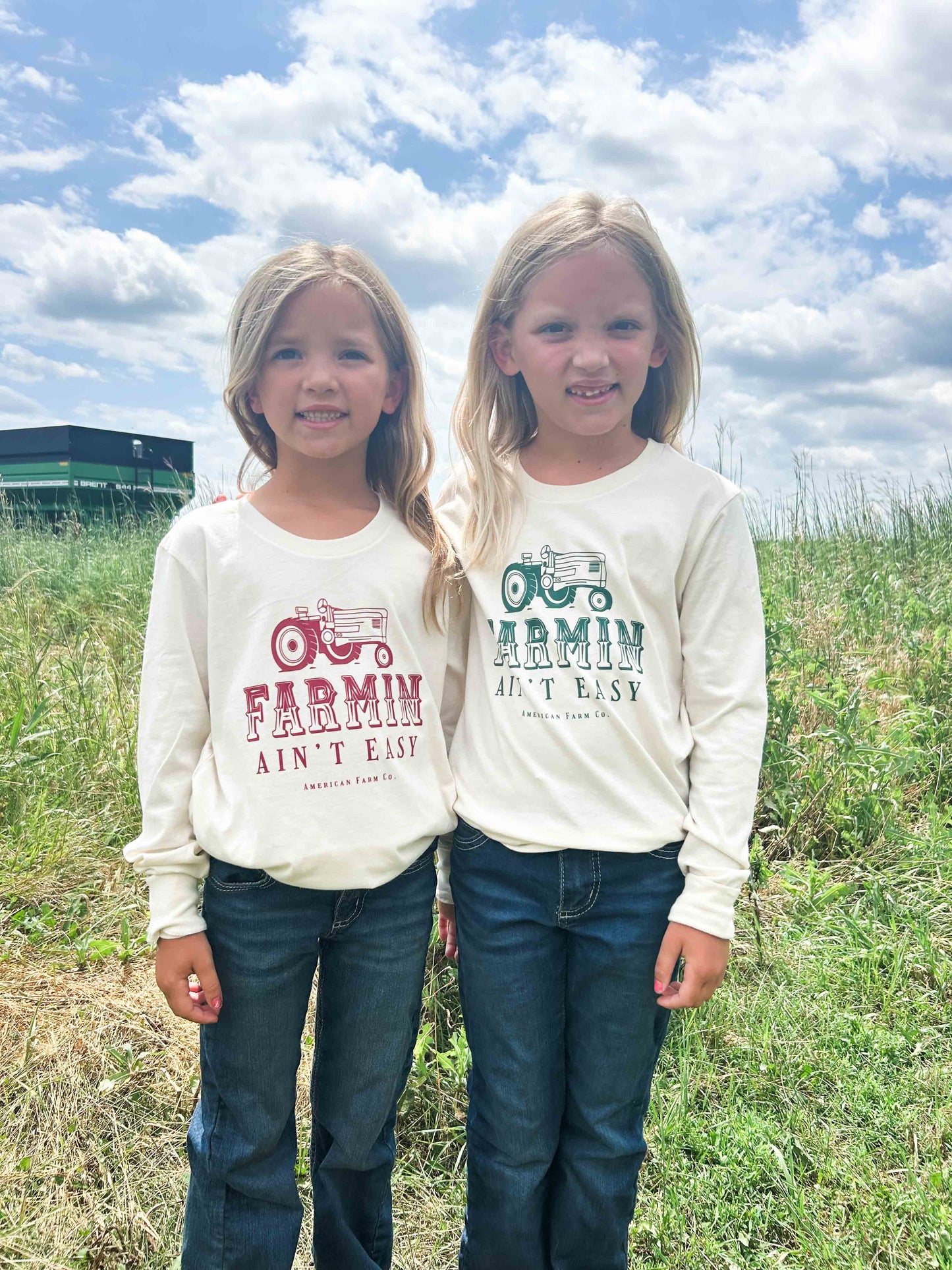 ‘Farmin’ Ain’t Easy’ Green Toddler/Youth Long Sleeve