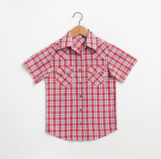 Youth Red Pattern Metal Snap - American Farm Company