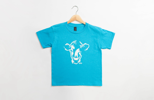 'Watercolor Cow' Blue Tee - Youth