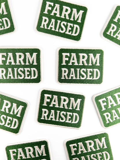 'Farm Raised' Embroidered Iron-On Patch