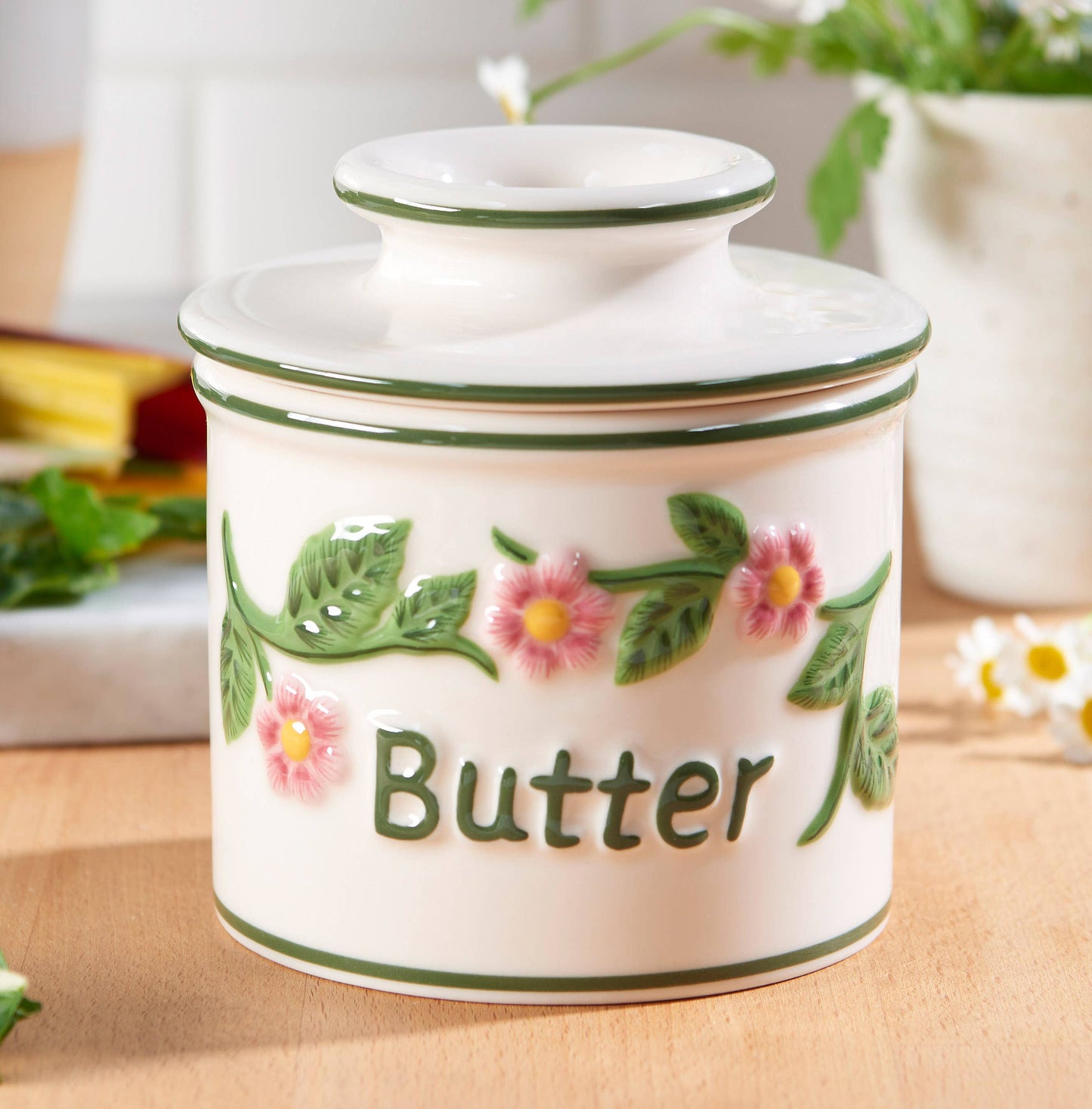 The Original Butter Bell® Crock - Raised Floral