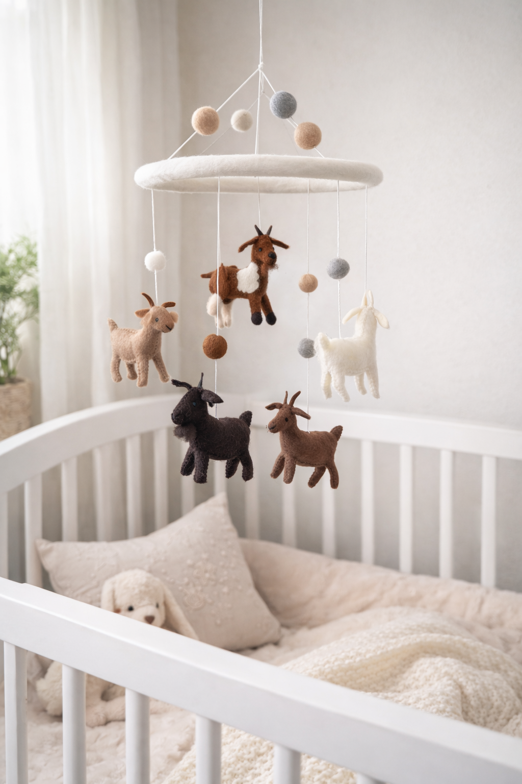 Goat Felt Baby Mobile