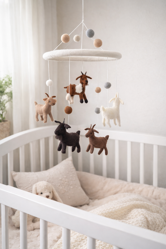 Goat Felt Baby Mobile