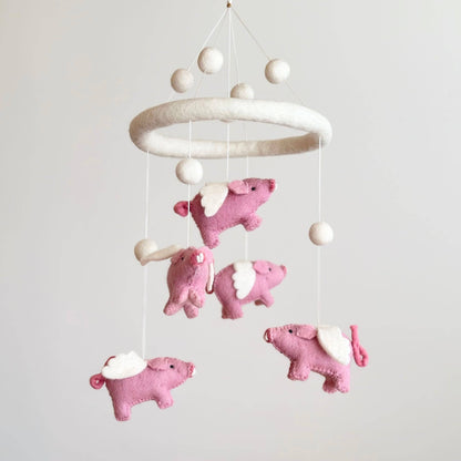 Flying Pig Felt Baby Mobile